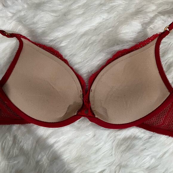 NEW Victoria’s Secret Very Sexy Floral Lace Pink Coral Padded Push Up Bra 34A - Picture 7 of 14